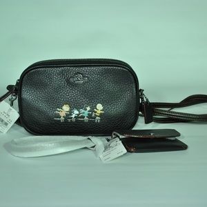 NWT Coach Peanuts Black Leather Crossbody